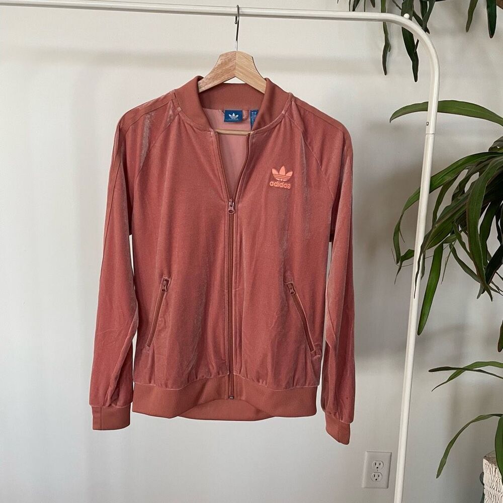 Adidas Pink Velvet Track Jacket - Picture 2 of 5